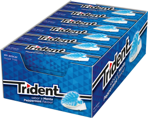 Trident STRIP DISPLAY PEPPERMINT 324g Display Right Spain